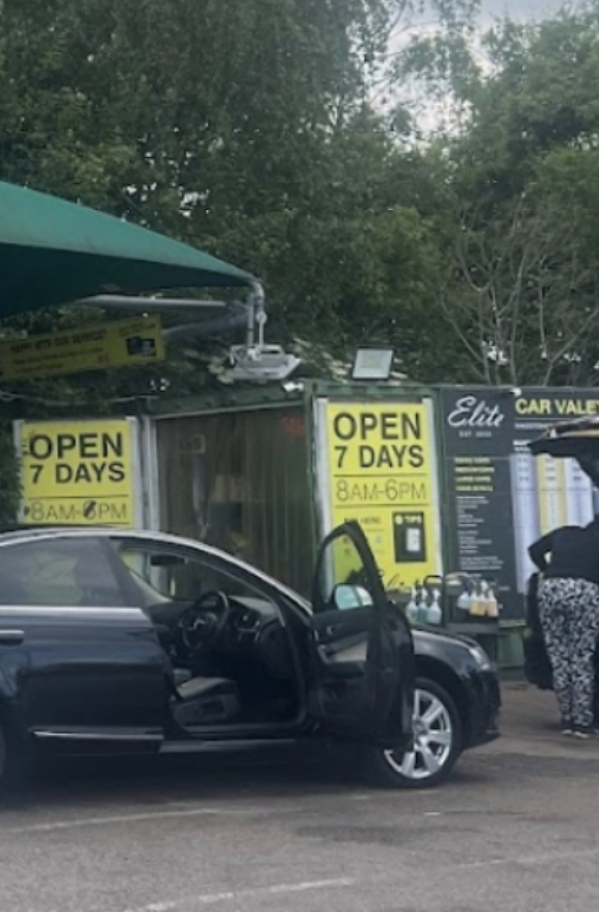 Elite Valeting's price board at Newnham Court Shopping Village